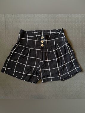 Black Checkered High-Waist Women’s Shorts